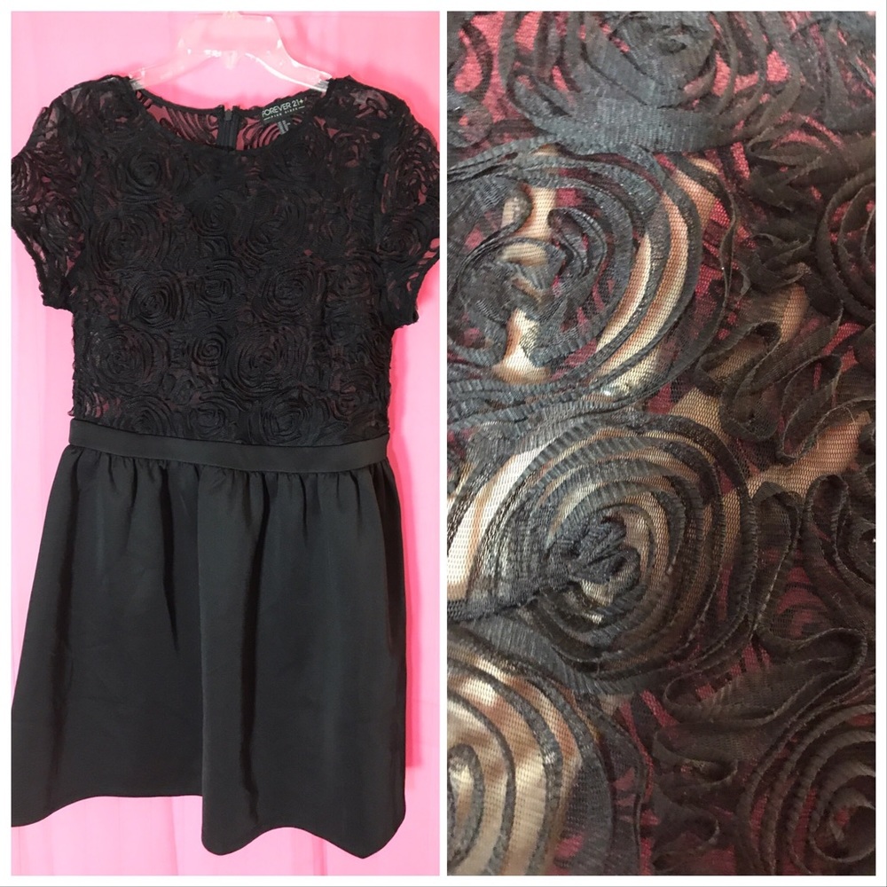 Forever 21 fancy little black dress with roses